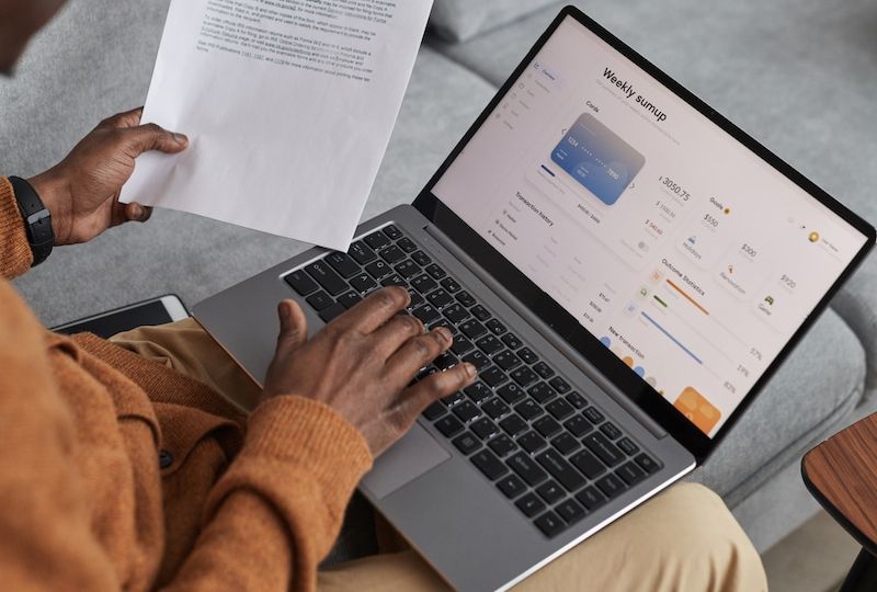 African American Man Using Online Banking